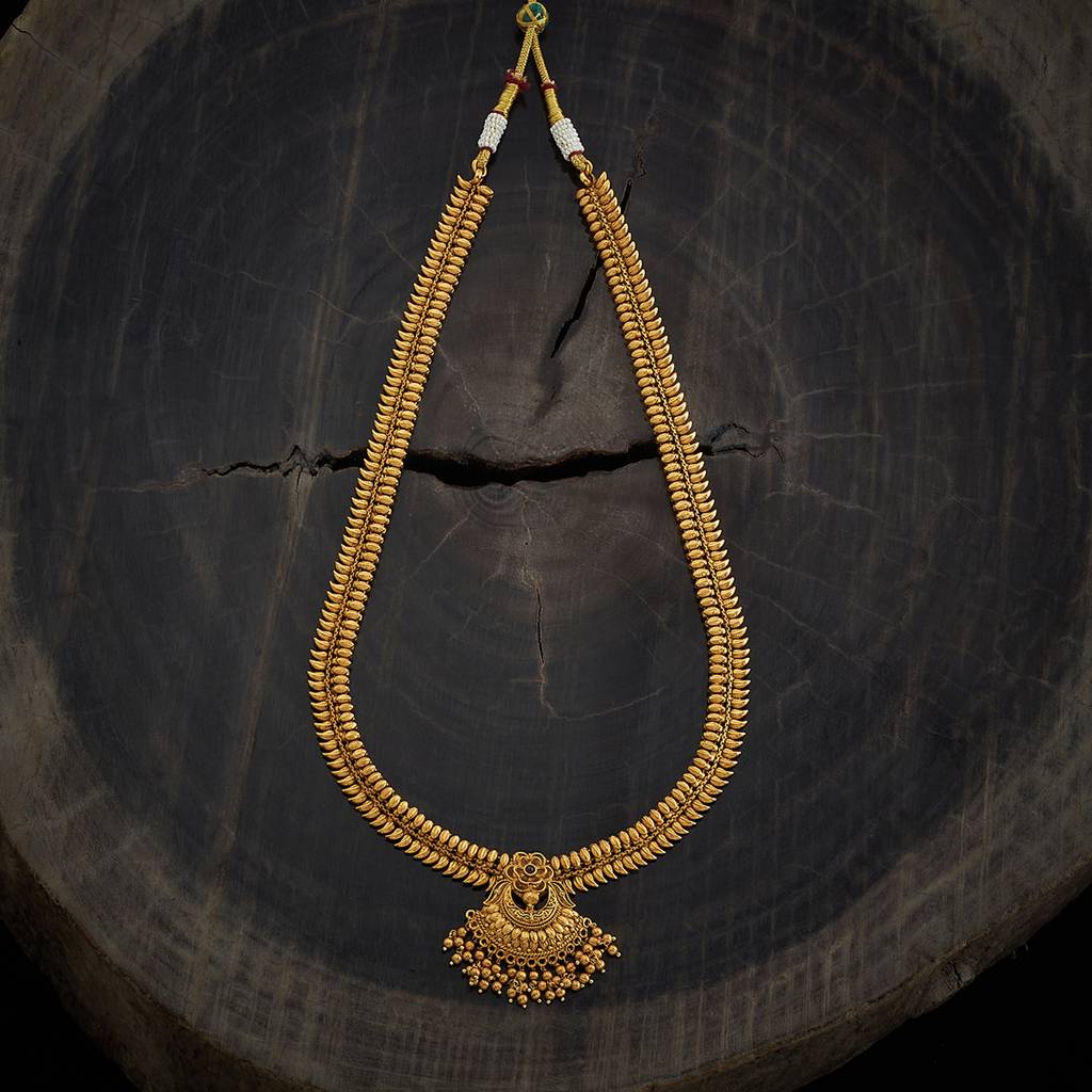Kushal'S Fashion Jewellery Ruby Gold-Plated Ethnic Antique Long Necklace-409894 : 409894