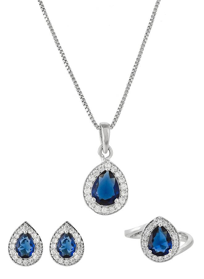 Sparkling Essentials Blue Teardrop Cut Cz Box Set : 8905124480535