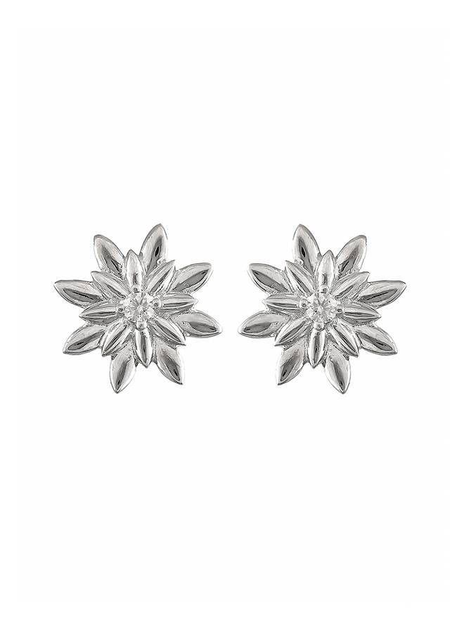 Valentine'S Day Sterling Silver Flowery Snowflakes Stud : 8905124516852