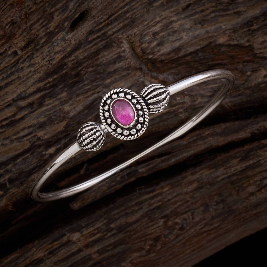 Kushal'S Fashion Jewellery Silver-Plated Ethnic Silver Temple Kada-158243 : 435876