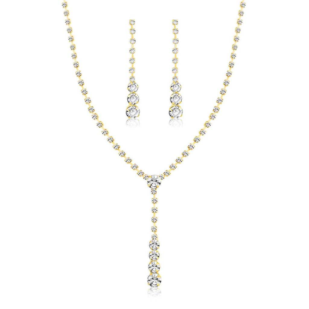 American Diamond Studded Necklace & Earrings Set Fashion Stylish Design Jewellery Gift For Women & Girls-Px8N18 : PX8N18G