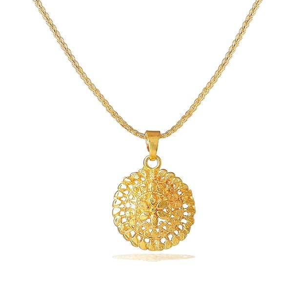 Fashion Jewelry Floral Pattern Pendant For Women: Gold-Plated Timeless Elegance Lightweight Circle Design : OSAK018-IGPENDANT