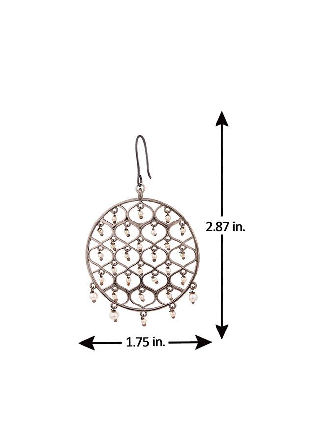 Jaali Pearl Filigree Round Earrings : 8907617996738