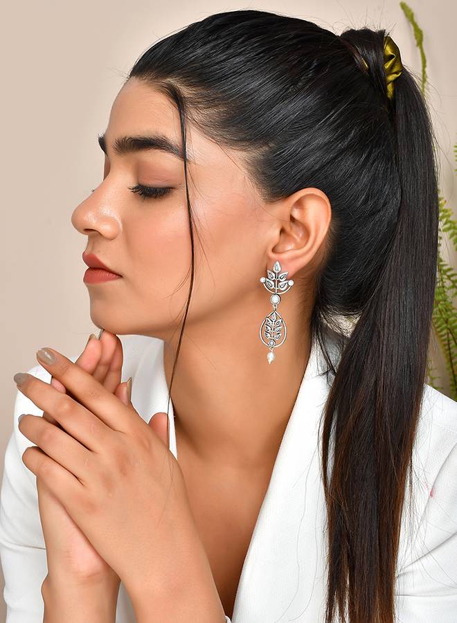 Fresh Fern Bloom Drop Earrings : 8905124508482