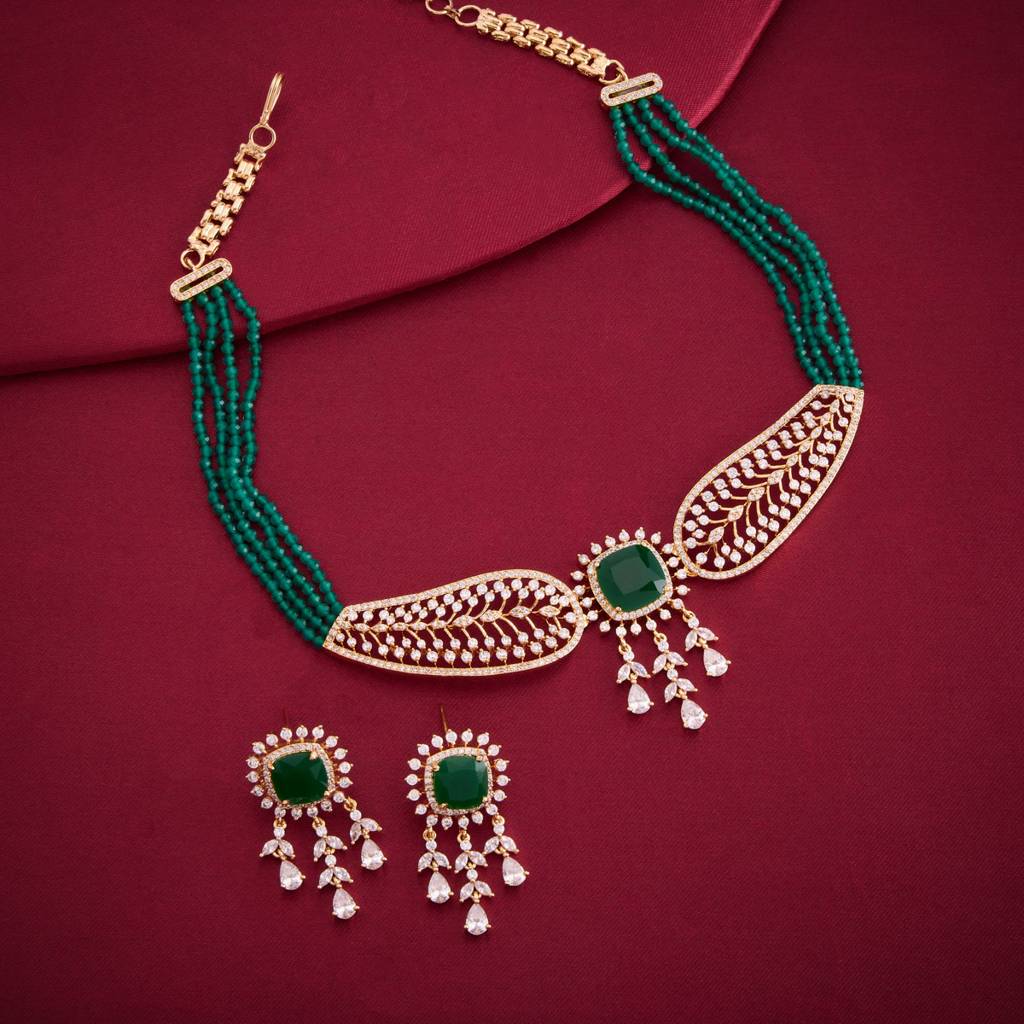 Gold-Plated Party Zircon Jewellery Set - 460705 : 460706