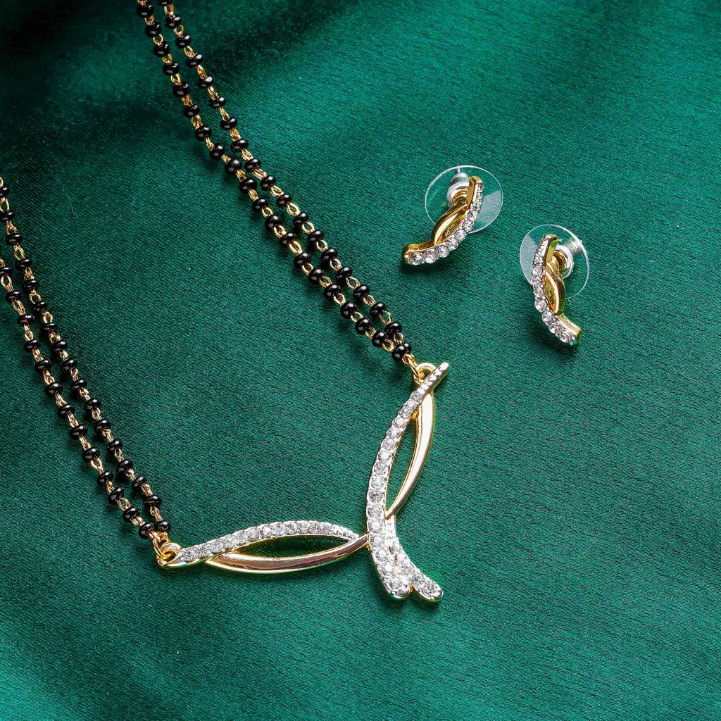 Estele Gold & Rhodium Plated Classic Styled Mangalsutra Necklace Set For Women : EMS14080074NKER
