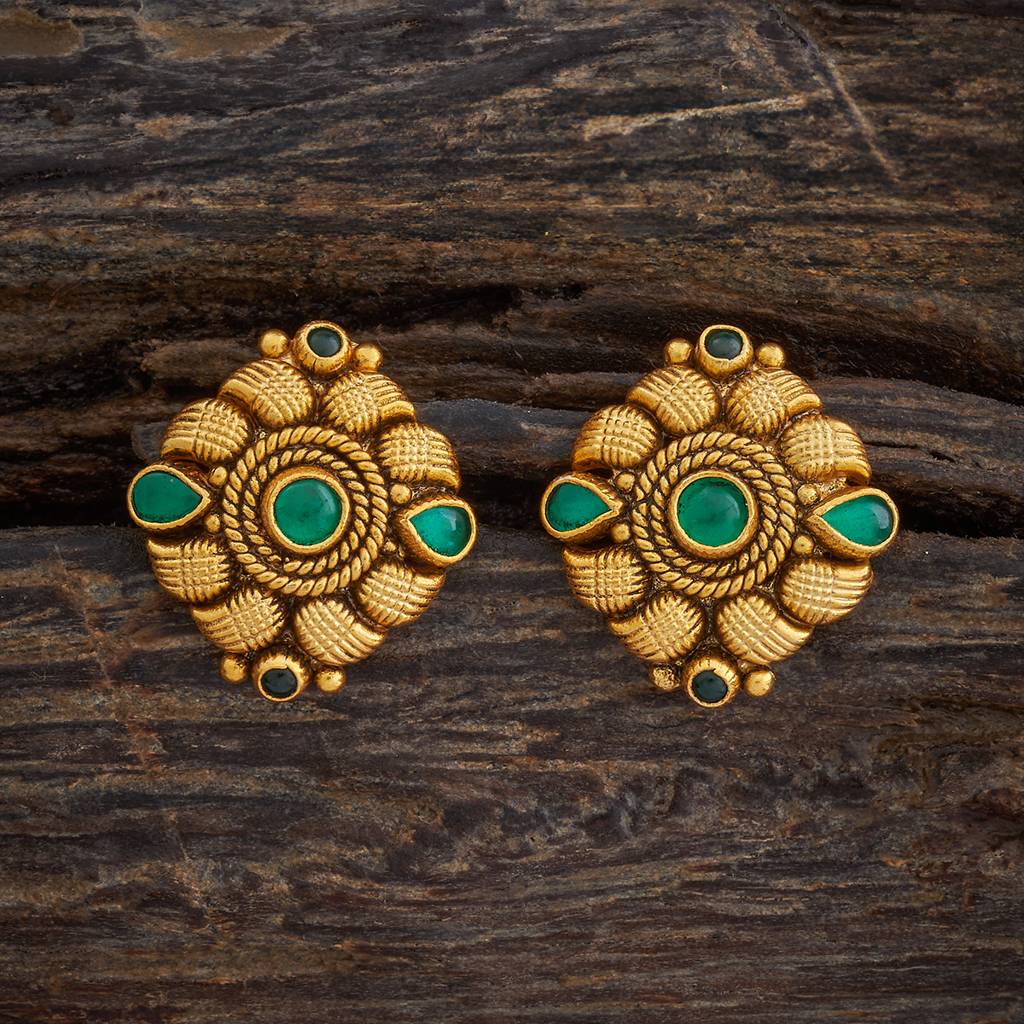 Kushal'S Fashion Jewellery Oxidised Gold-Plated Ethnic 92.5 Pure Silver Temple Studs-177425 : 425363