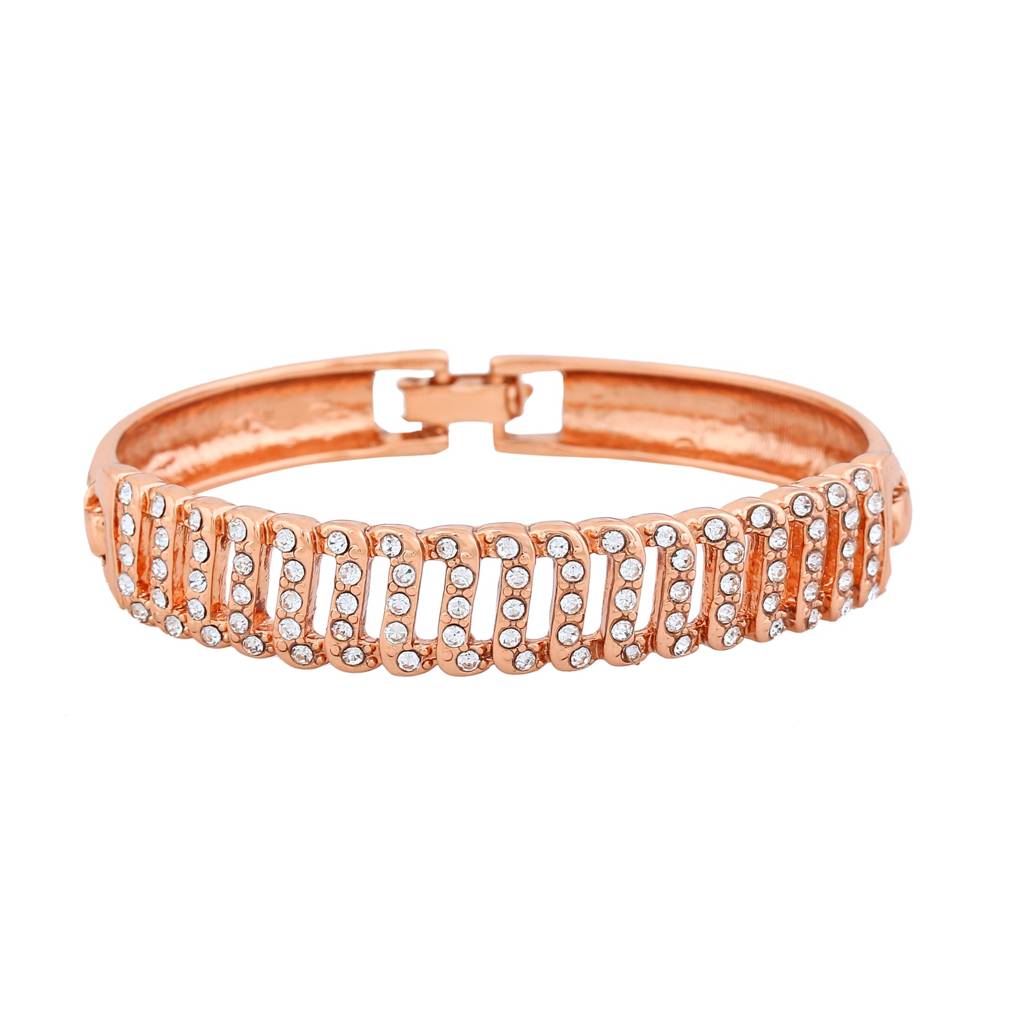 Estele Rosegold Plated Sparkling Bracelet With White Austrian Crystals For Girls And Women : 100944-RGBR