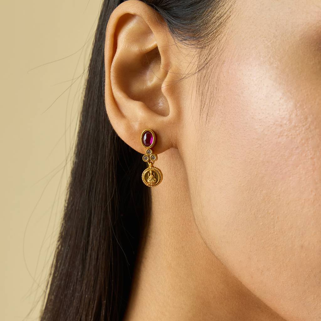 Kushal'S Fashion Jewellery Ruby Gold-Plated Ethnic Antique Drop Earrings-435523 : 435523