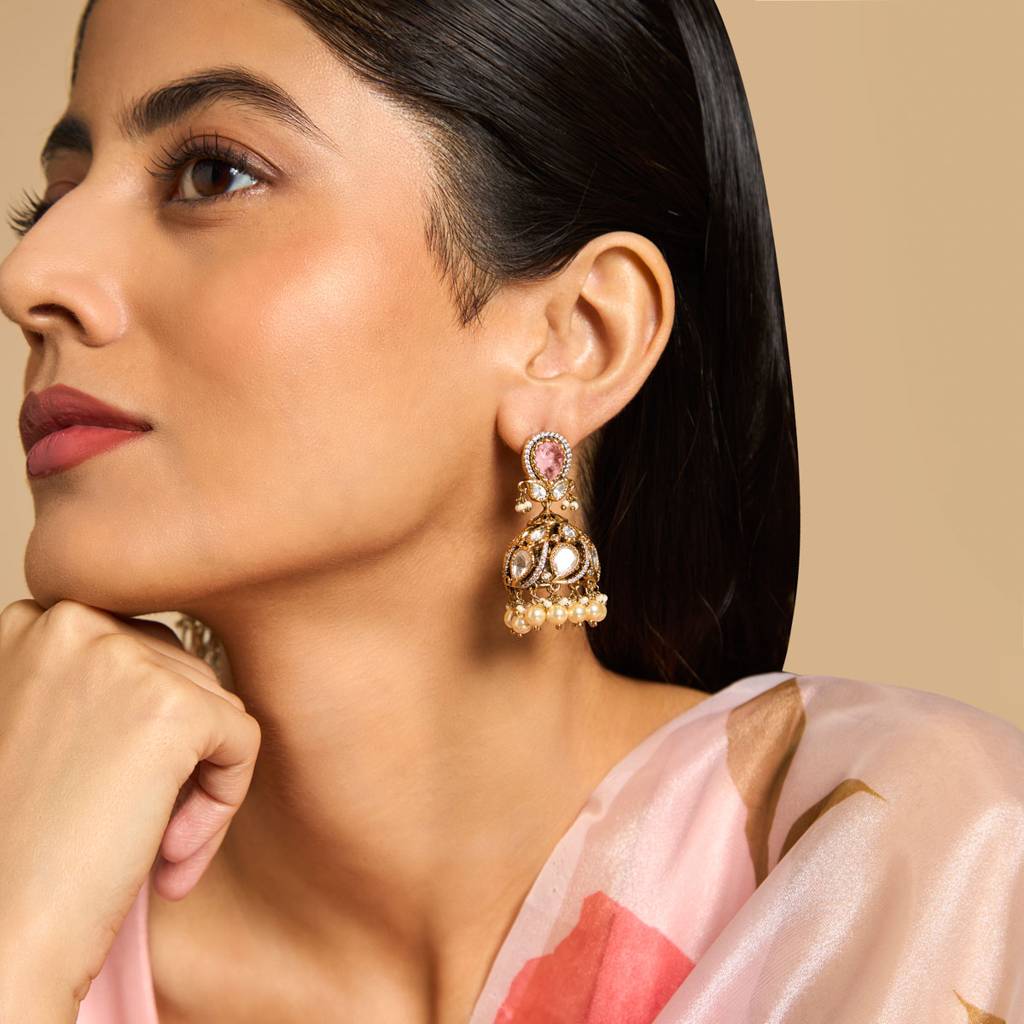 Kushal'S Fashion Jewellery Green Victorian Plated Bridesmaid Kundan Earring-173006 : 415246