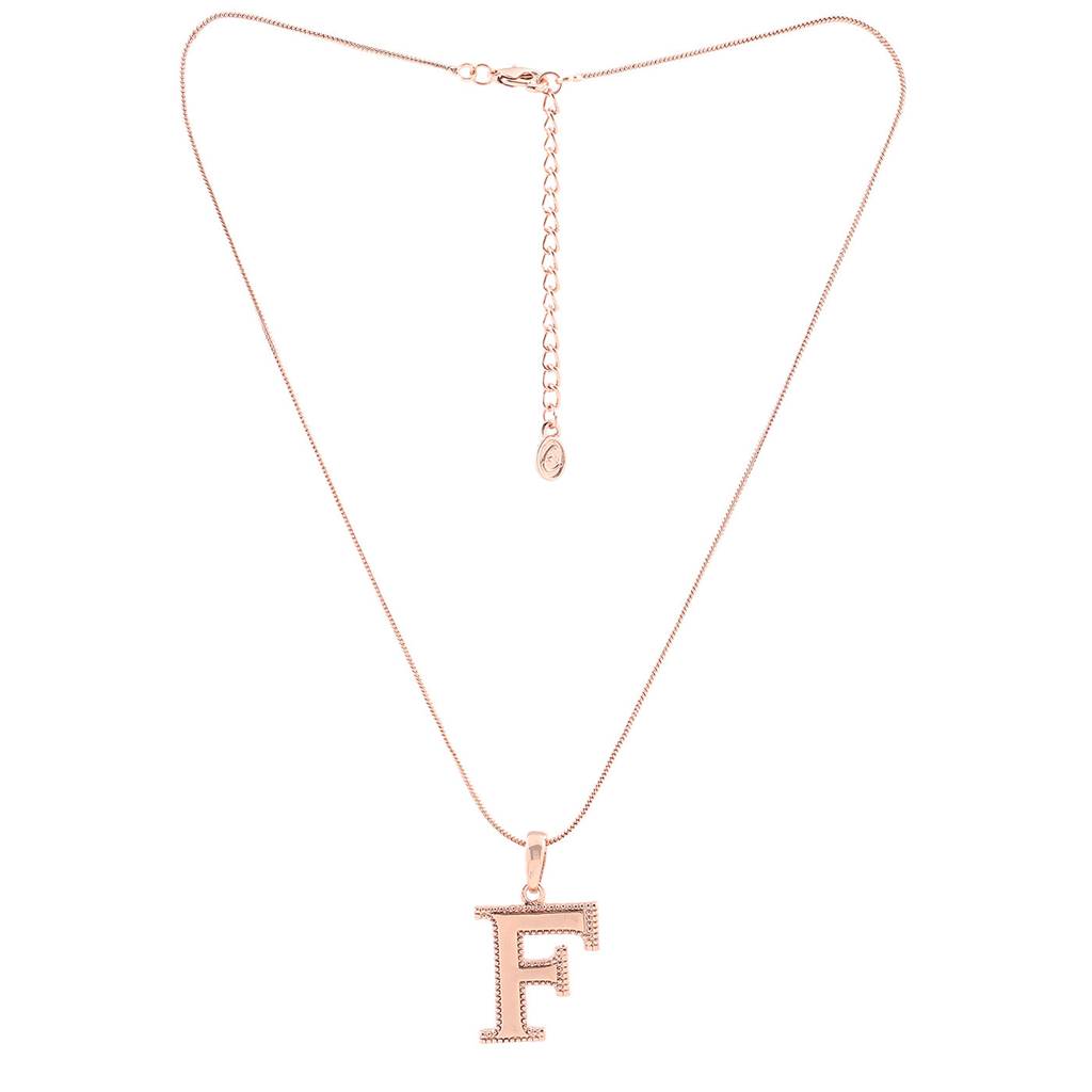 Estele Rosegold Plated F Letter Charm Pendant For Women : 1009-FPENDANT