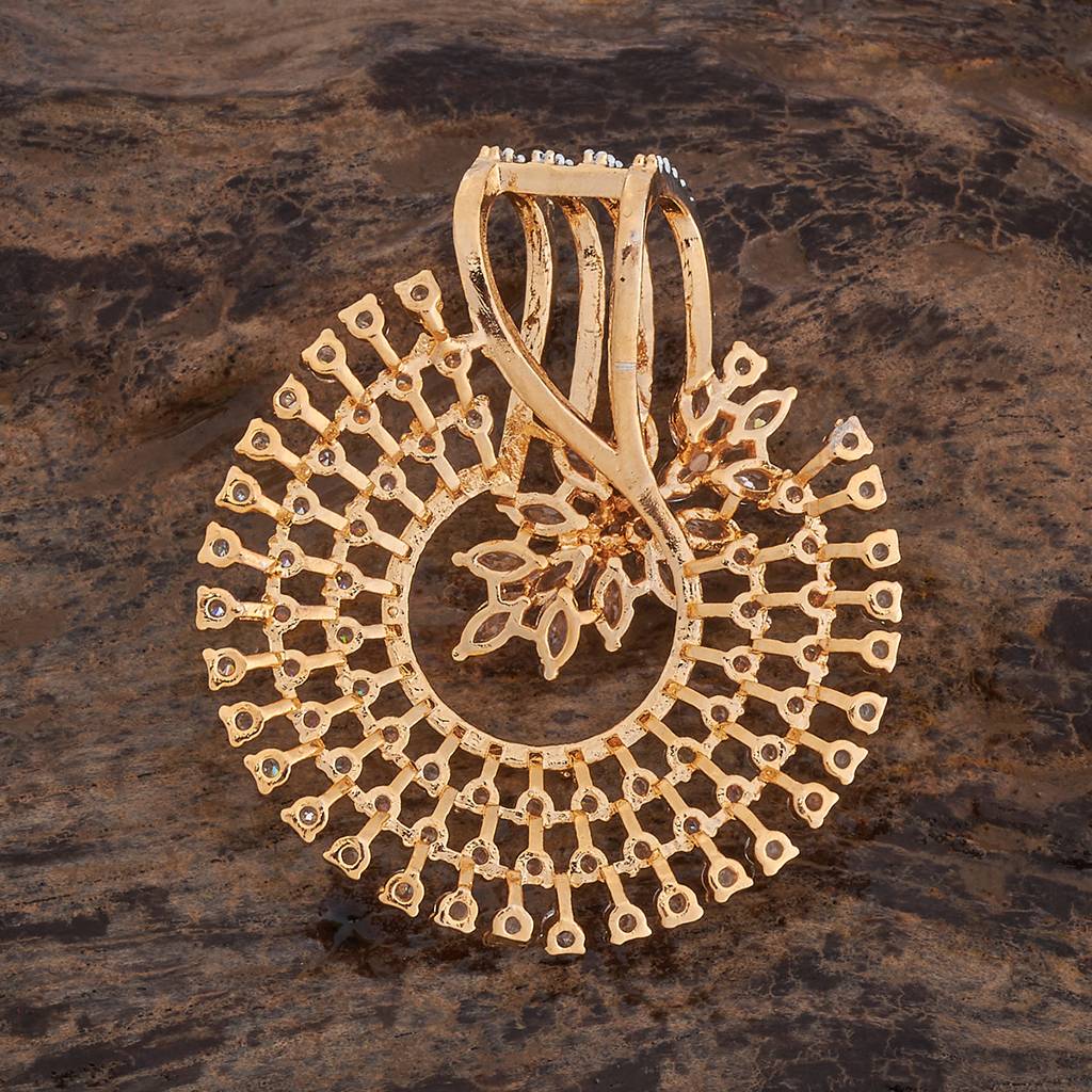 Kushal'S Fashion Jewellery White Rhodium-Plated Party Zircon Pendant - 427424 : 427424