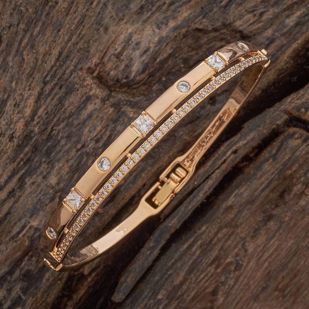 Kushal'S Fashion Jewellery White Gold-Plated Party Zircon Kada-186993 : 445641