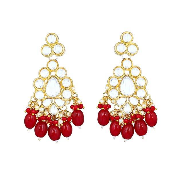 Estele Gold Plated Dazzling Gehena Necklace Set & Maang Tikka With Ruby Beads For Women : PJ-037-IGRBNKERTK