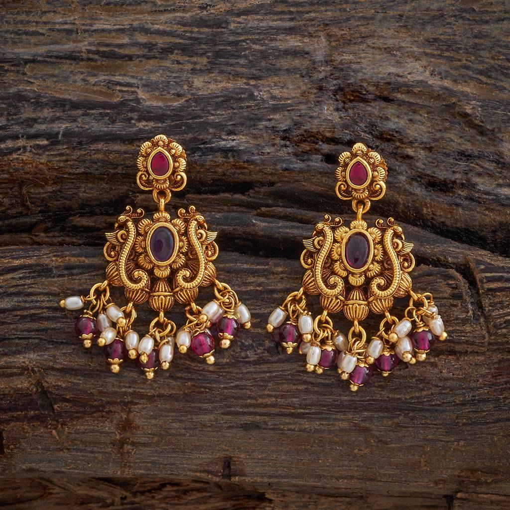 Kushal'S Fashion Jewellery Ruby Gold-Plated Festive Antique Earring-181375 : 433537