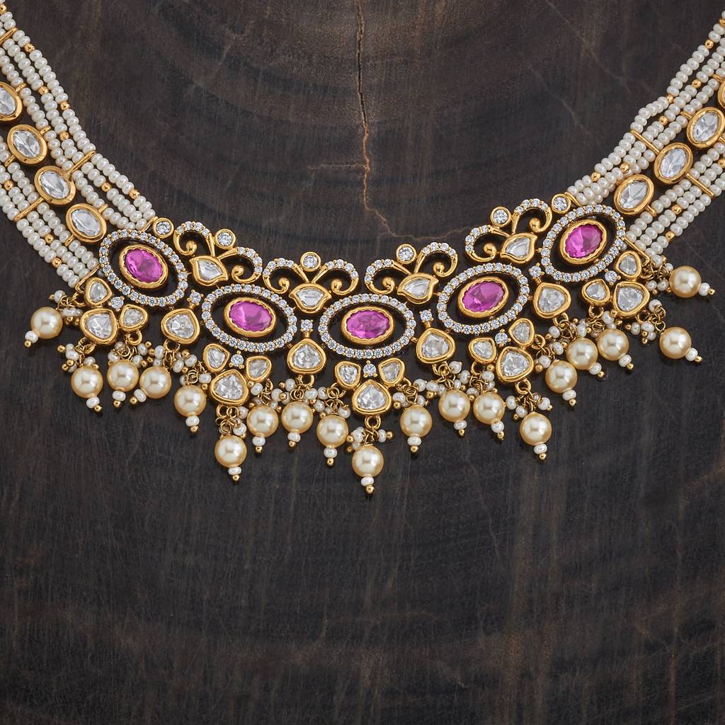 Kushal'S Fashion Jewellery Gold-Plated Ruby & Kundan Jewellery Set-149211 : 437838