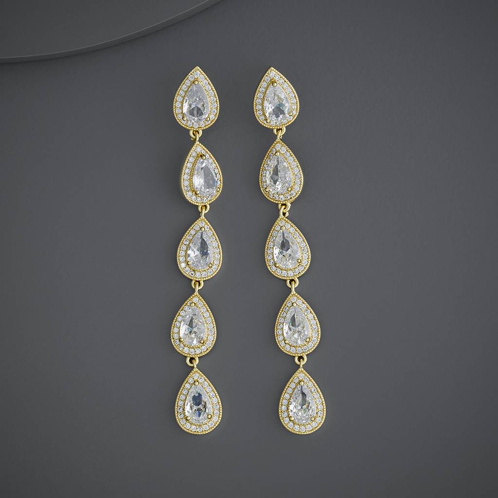 Kushal'S Fashion Jewellery White Gold-Plated Party Trendy Zircon Drop Earrings-183692 : 438542