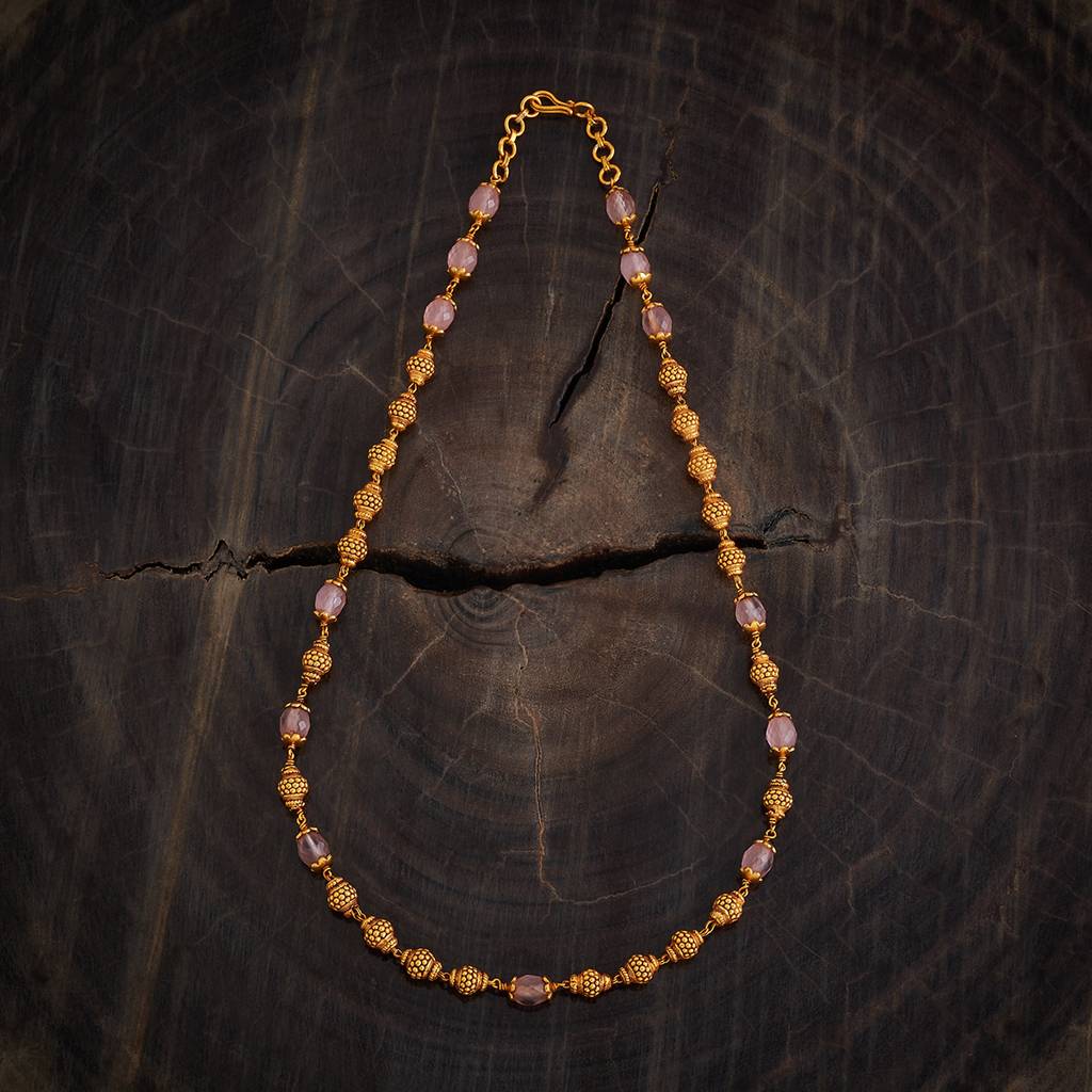 Kushal'S Fashion Jewellery Pink Gold-Plated Ethnic 92.5 Pure Silver Temple Chain Necklace-173478 : 425932