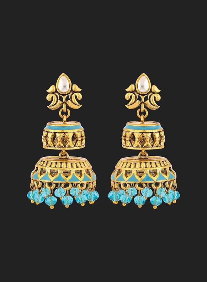 Gwalior Cutwork Design Layered Jhumka Earrings : 8905124047172