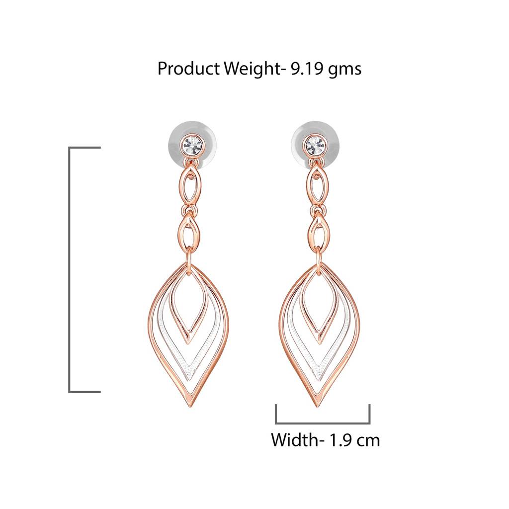 Estele Rosegold & Rhodium Plated Designer Dangler Earrings For Women : 702703ER