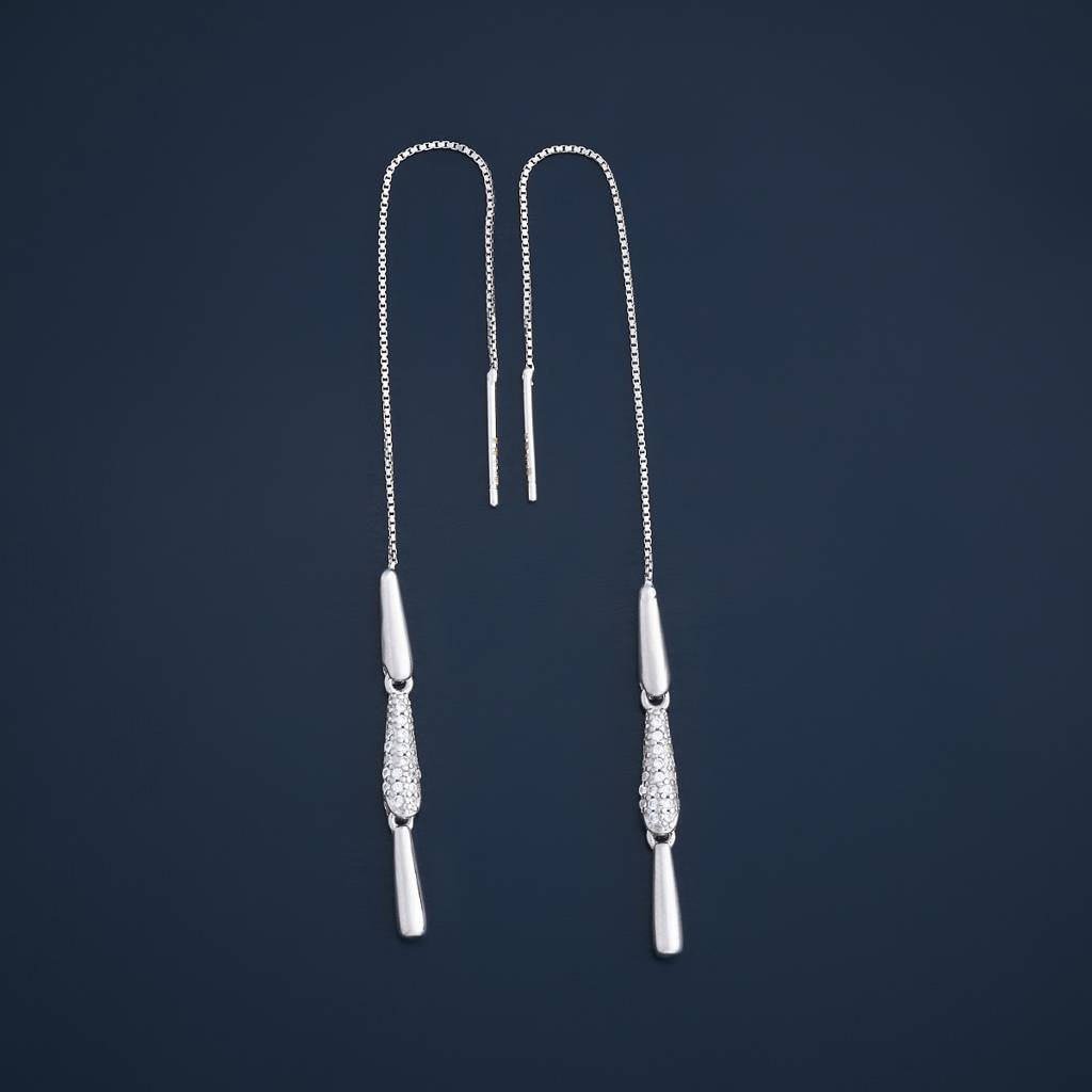 Kushal'S Fashion Jewellery White Rhodium-Plated Party Zircon 92.5 Sterling Silver Drop Earrings-183087 : 437160