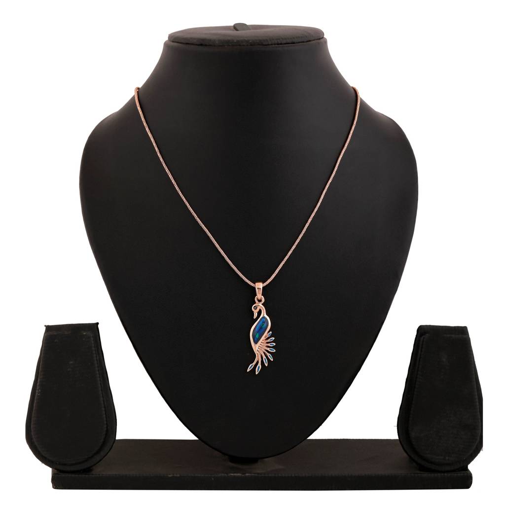 Estele Rosegold Plated Peacock Shaped Pendant With Enamel For Women : 896-RGPENDANT