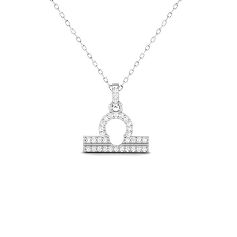 Libra Zodiac Moissanite Necklace 14K Gold Plated : TGDP-298-Y