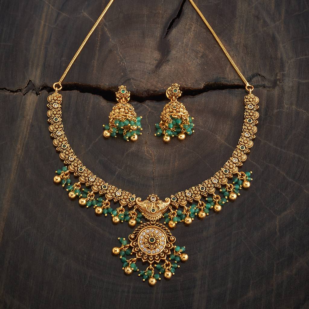 Kushal'S Fashion Jewellery Gold-Plated Artificial Stones & Beads Antique Jewellery Set : 430214