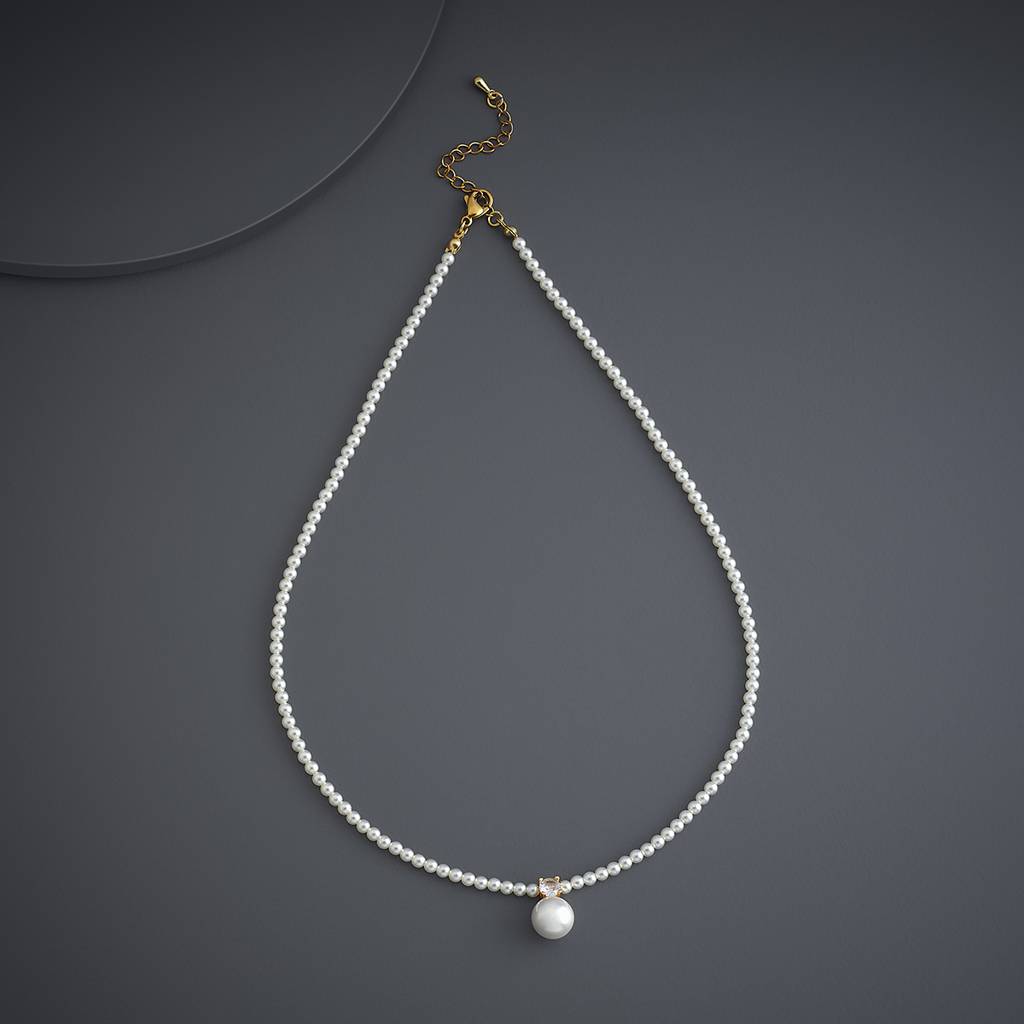 Kushal'S Fashion Jewellery Pearl Gold-Plated Party Zircon Short Necklace-185880 : 443324