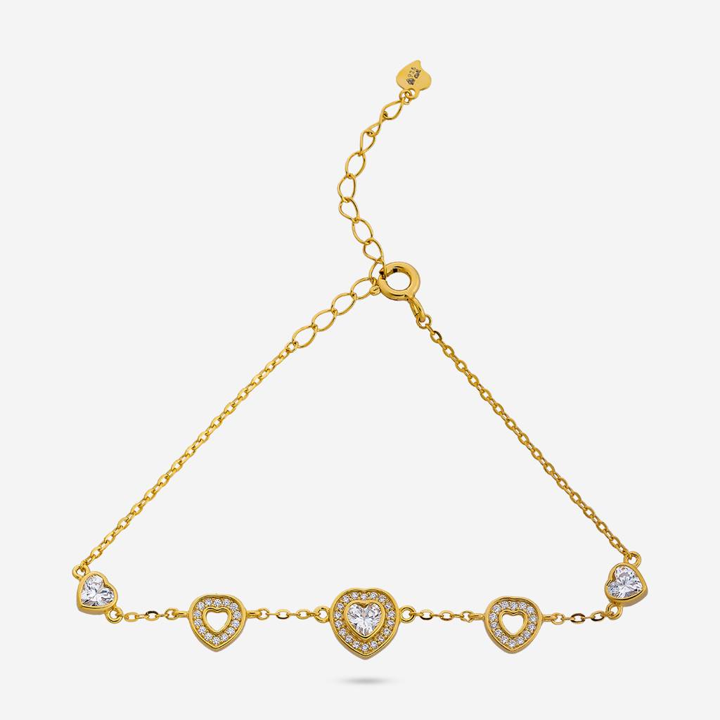 Gold-Plated Party Zircon 92.5 Sterling Silver Bracelet -458091 : 458091