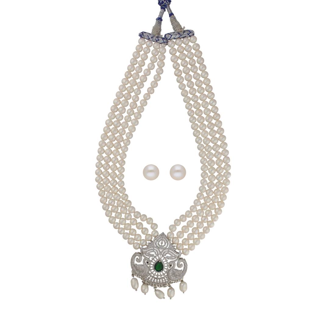 Sri Jagdamba Pearls Pari 4 Lines Round Pearl Necklaces : JPDEC-23-001