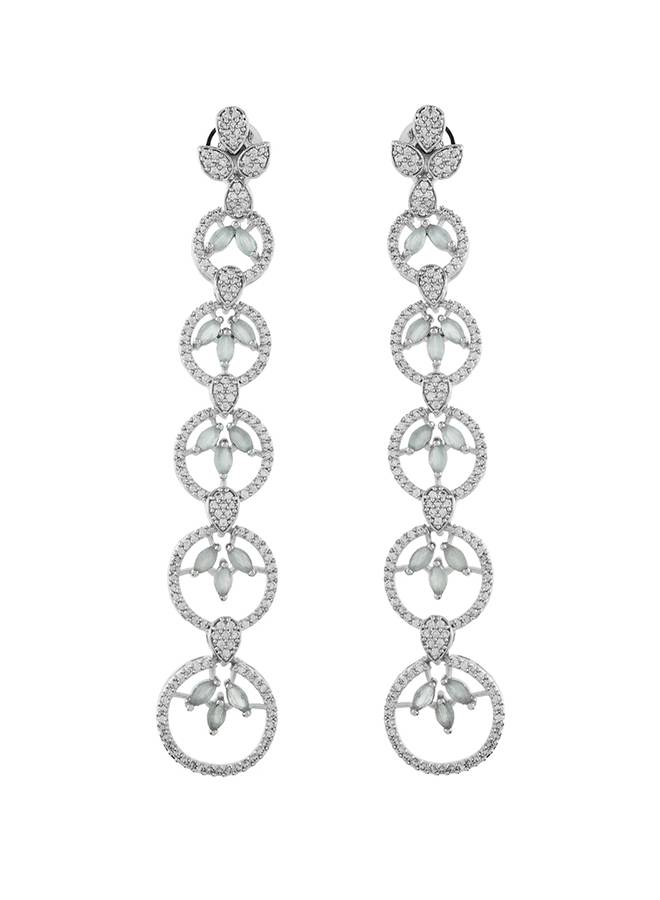 Sparkling Elegance Eternal Grace Green American Diamond Dangler Earrings : 8905124528398