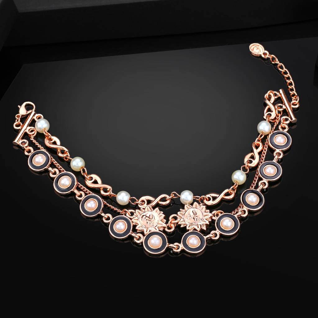 Estele Rosegold Plated Striking Bracelet For Women : 101889-RGBR