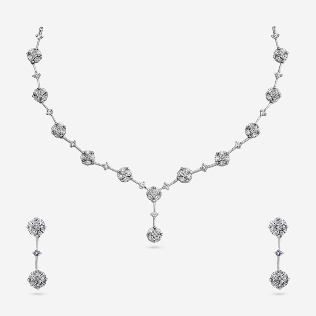 White Rhodium-Plated Party  Zircon Jewellery Set - 444979 : 444979