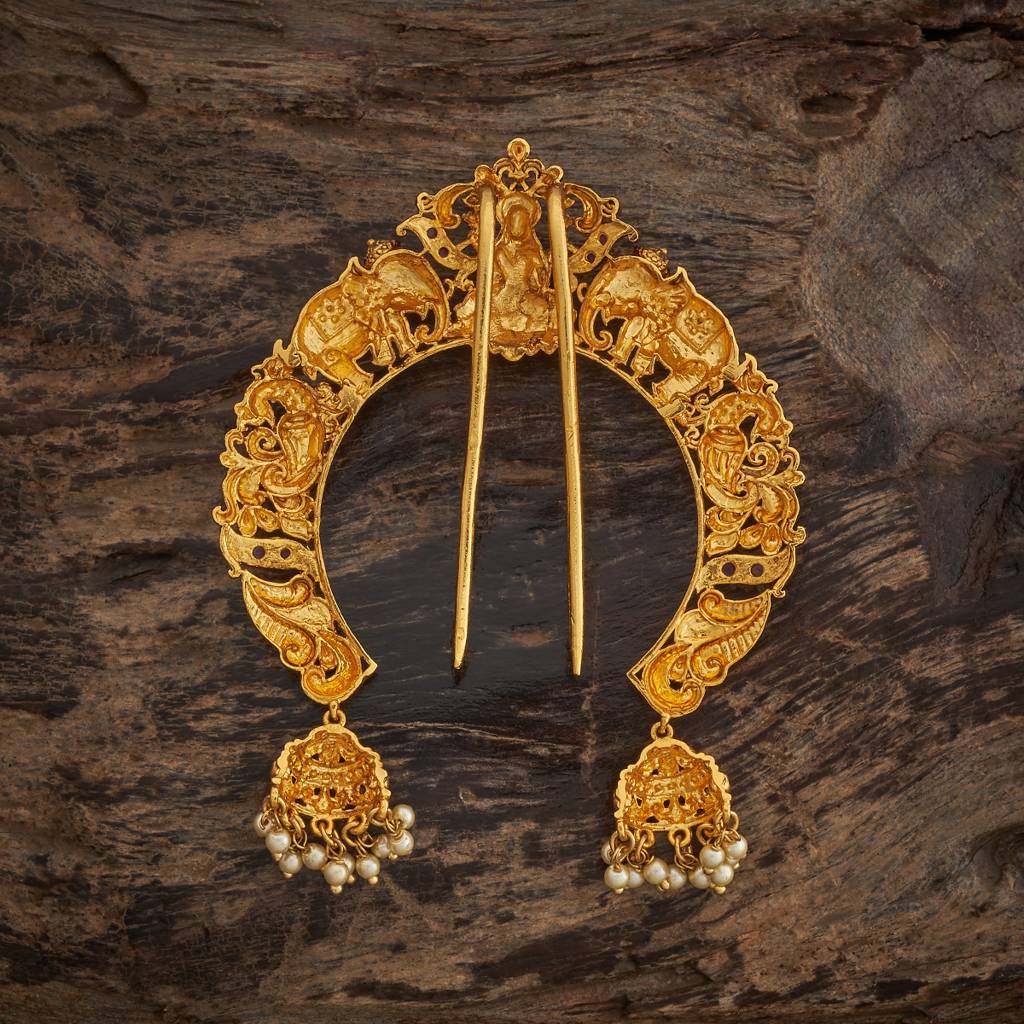 Kushal'S Fashion Jewellery Ruby Gold-Plated Ethnic Antique Hair Brooch -185166 : 442025