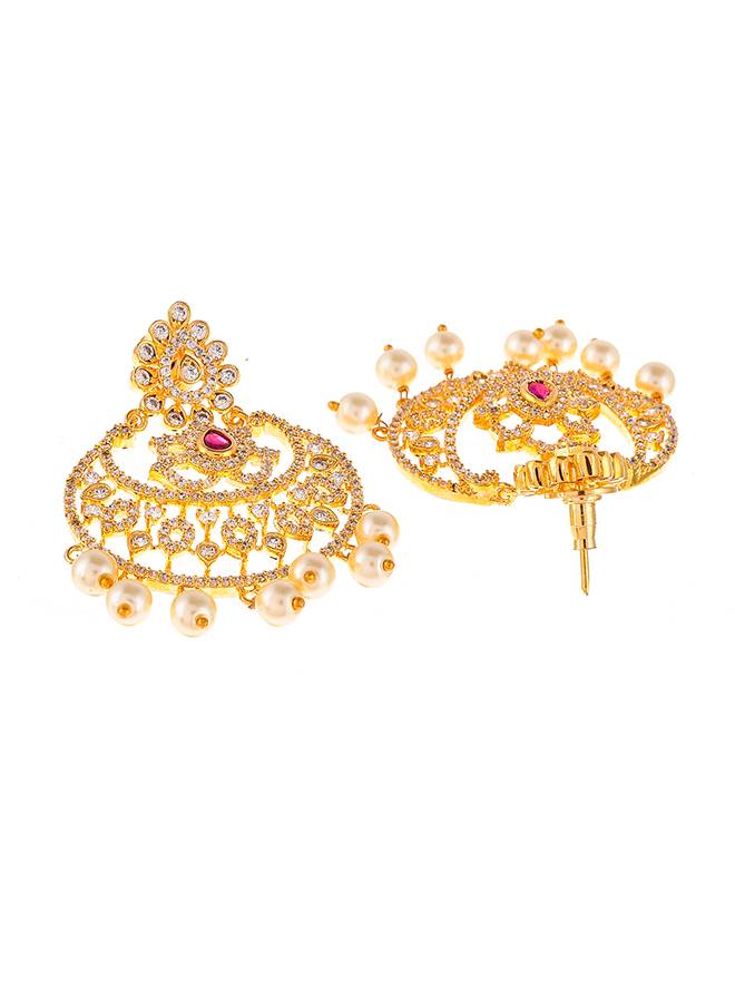 Pearl Beads And White Cz Jewellery Set : 8905124479058