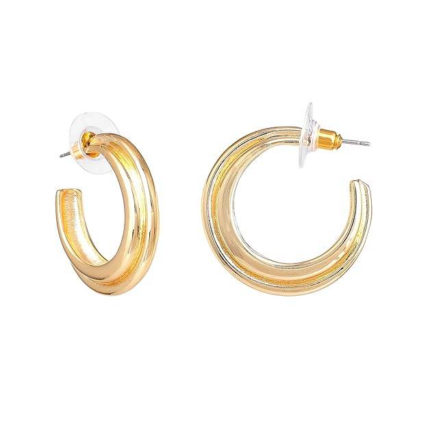 Gold Plated Fashion-Forward Simple Classic Half Hoop Earrings For Girls : 196708-2NIGER