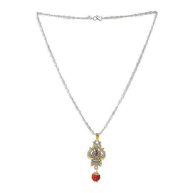 Fashion Jewelry Lord Mahakal With Damru Pendant For Men'S: Gold & Rhodium Plated Spiritual "Mahakal Name  : OSAK004-2TNPENDANT