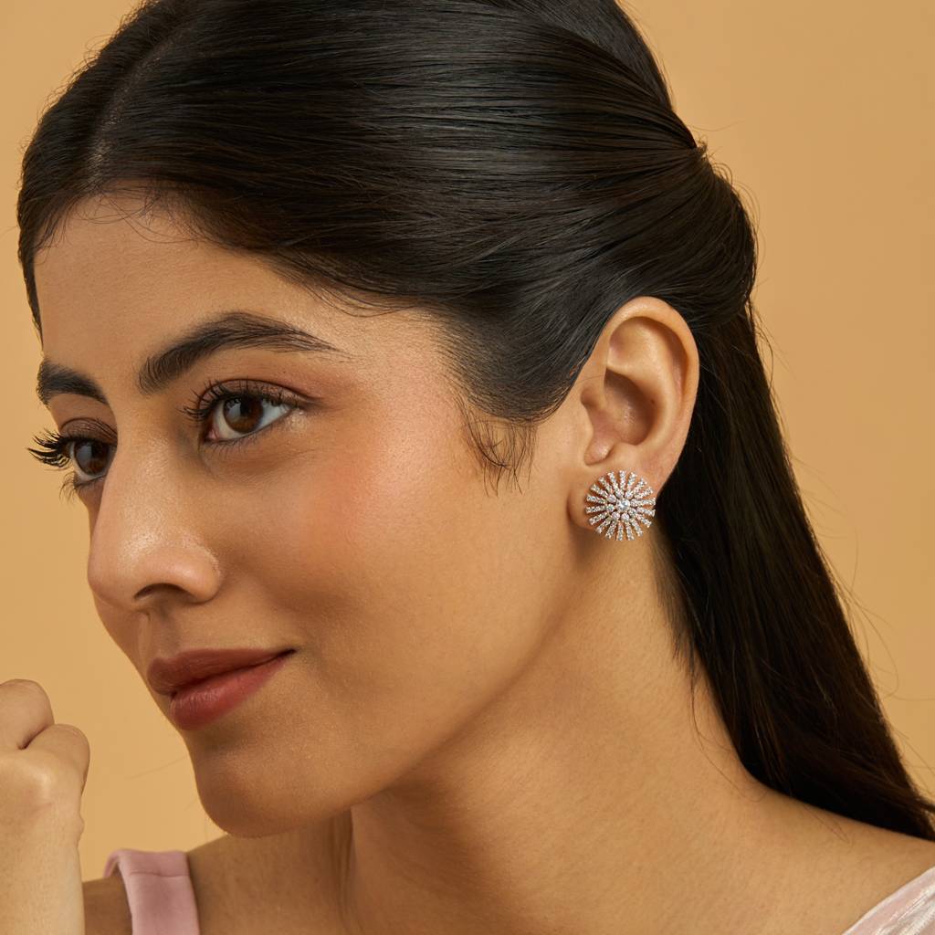 Kushal'S Fashion Jewellery  Rhodium-Plated Party Zircon Studs-178446 : 427332