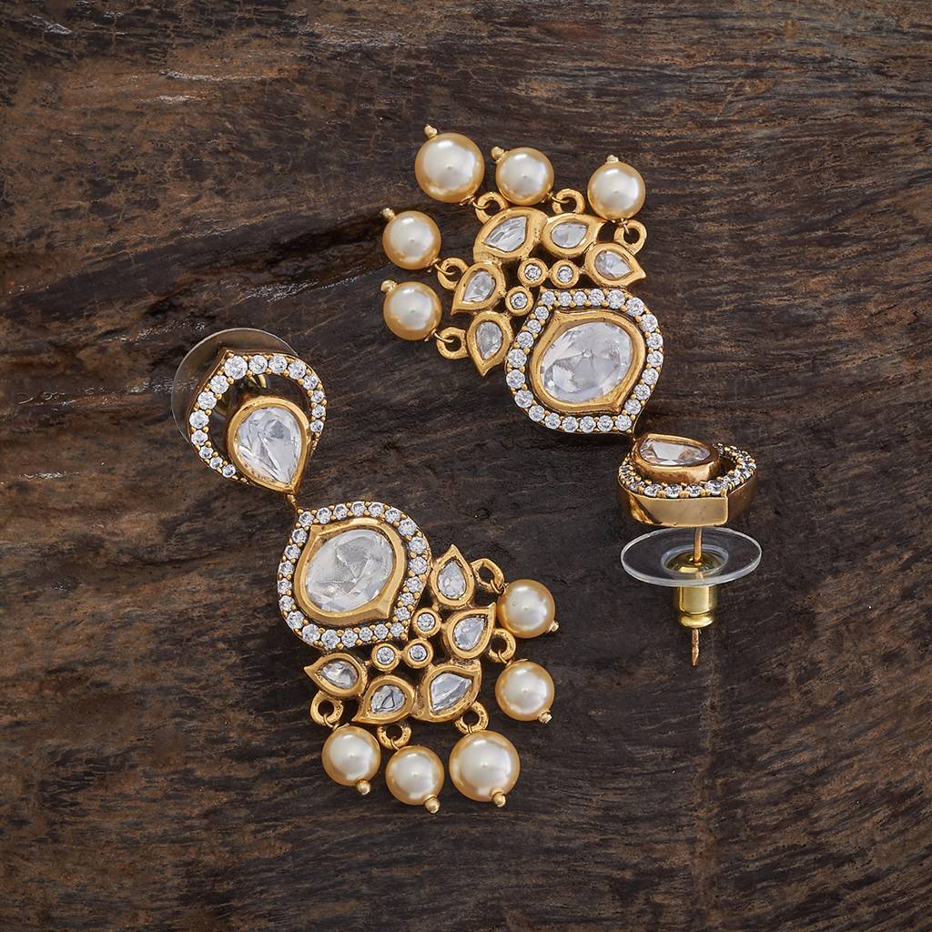 Kushal'S Fashion Jewellery White Victorian-Plated Ethnic Kundan  Drop Earrings -176311 : 422607
