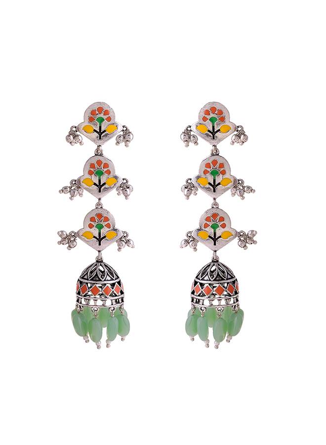 Bagh E Fiza Pastel Jhumka Layered Earrings : 8907617929293