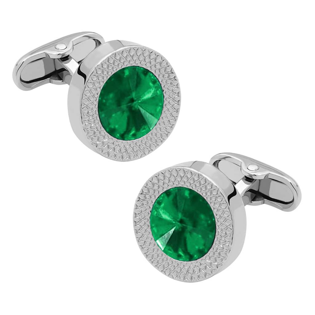 Green Silver Two Tone Cufflinks Set Stylish Accessories For Men & Boys Wedding Business Gift (Px9Cl96Grn) : PX9CL96GRN