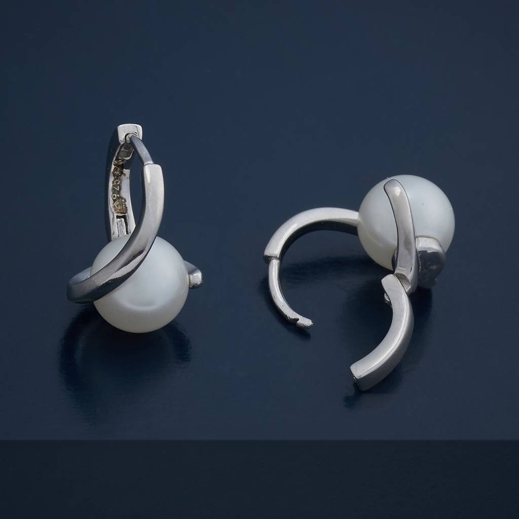 Kushal'S Fashion Jewellery Pearl Plated Party 92.5 Sterling Silver Hoop Balis-183103 : 437207