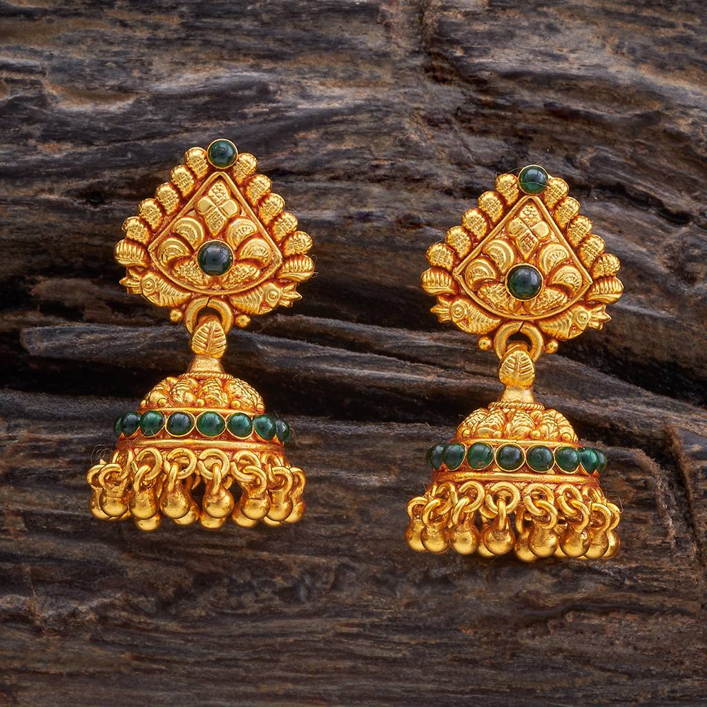 Kushal'S Fashion Jewellery Gold-Plated Ethnic 92.5 Pure Silver Temple Jhumkas-174134 : 417964