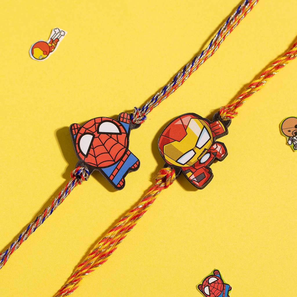 Marvel Avengers Ironman & Spiderman Kids Rakhi Combo : 8905124561449