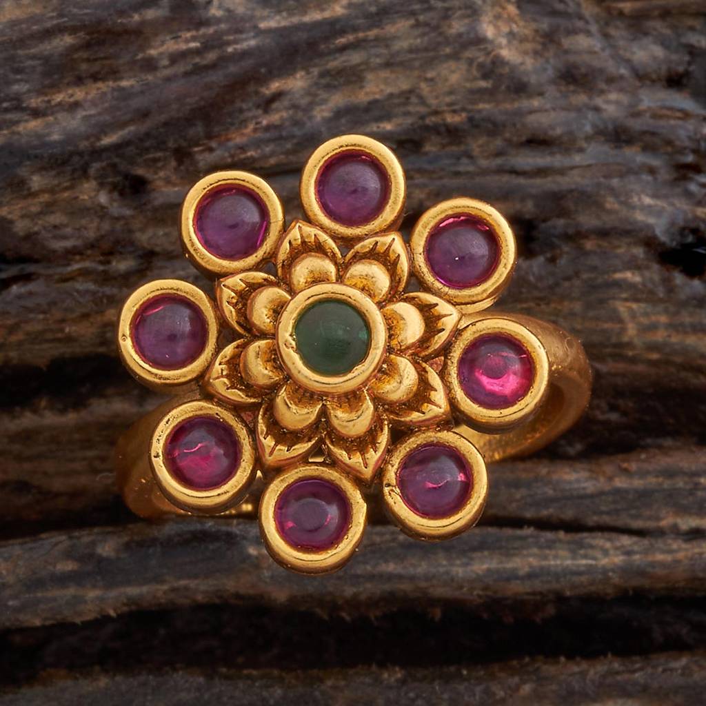Kushal'S Fashion Jewellery Gold-Plated Antique Finger Ring-180044 : 430465