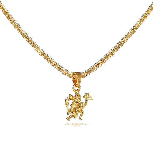 Fashion Jewelry God Hanuman Ji Pendant For Men: Gold Plated Powerful "Bajrangbali Pavanputra Hanuman" Pen : OSAK011-IGPENDANT