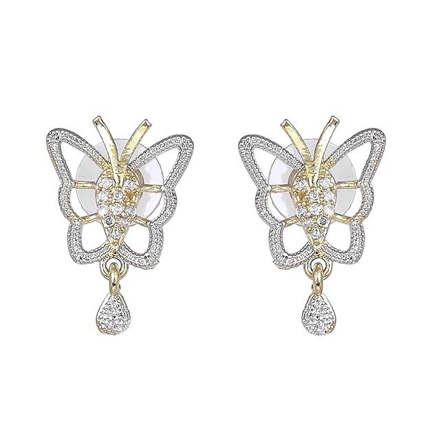 lry Combo Of Pendant Set For Women: Gold & Rhodium Plated Cz White Trendy & Luxurious Butterfly Desig : OSAKCOM013-2TNWEPDERBRFN