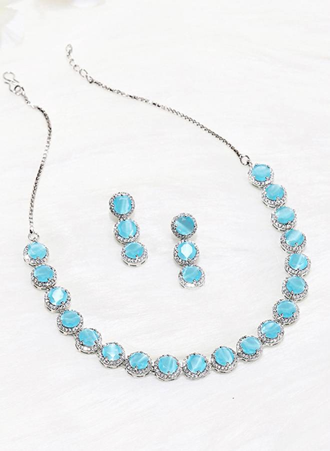 Sparkling Elegance Silver Plated Zircons Jewellery Set : 8905124435559