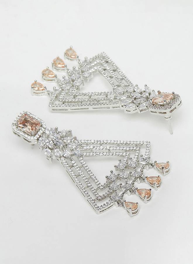 Cz Elegance Heavily Embellished Chandelier Earrings : 8905124459760